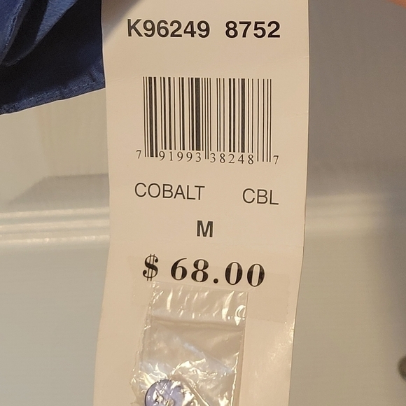 Sunny Leigh Women's 100% silk cobalt blue button down top size Medium NWT - Picture 6 of 9